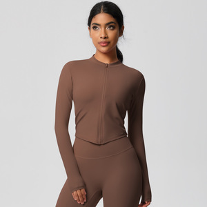 Top de Yoga transpirable de secado rápido Europeo Americano chaqueta con cremallera ajustada desnuda para correr informal ropa deportiva de Fitness - Product Image 5