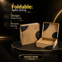 Boîte cadeau pliable en carton kraft, boîte d'emballage à couvercle rabattable géométrique