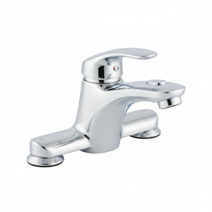 Grifo de Baño Moderno de Latón sin Plomo con Medidor, Monomando, Montaje en Cubierta, Distancia entre Ejes de 4 Pulgadas, Acabado Pulido Antirrayas - Product Image 2
