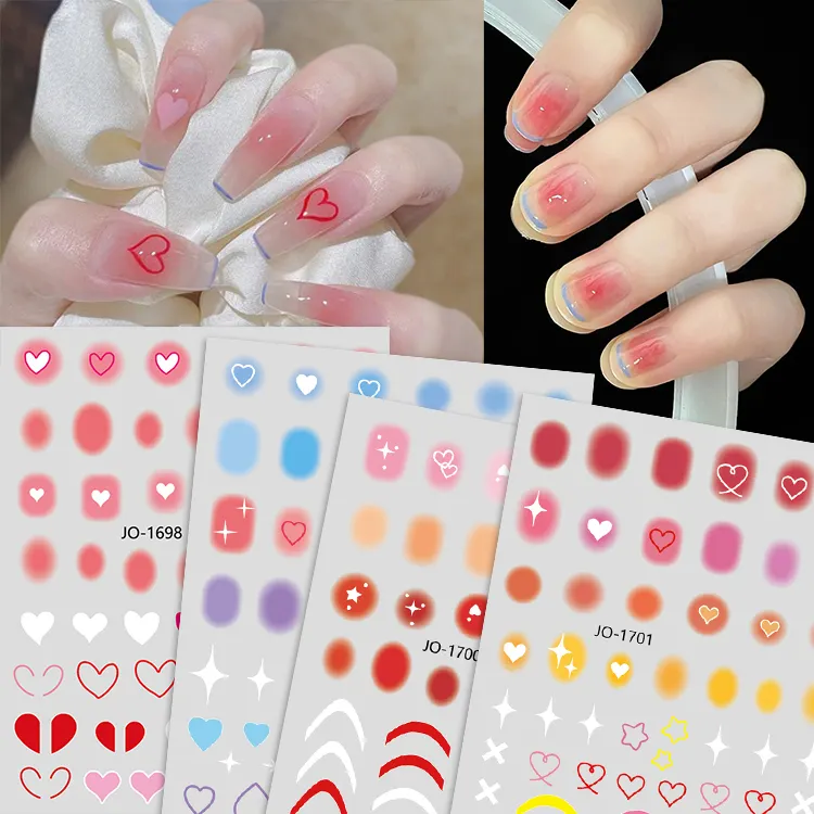 joyful 1696-1701 New nail sticker foreign trade halo dyeing color blush nail stickers wholesale nail art decals