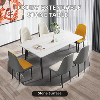 Table à manger extensible en pierre frittée rectangulaire en céramique nordique moderne de luxe Meubles de maison en métal extensible rétractable