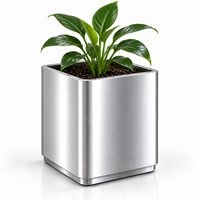 Jardinière carrée en acier inoxydable brossé pour centre commercial, boutique, hôtel, entrée de bureau, présentation décorative de verdure