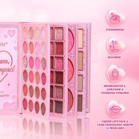 Coffret Maquillage Cadeau de Noël avec Poudre, Fard à Joues, Enlumineur, Palette de Fards à Paupières et Brillant à Lèvres pour des Looks Complètes et Festifs