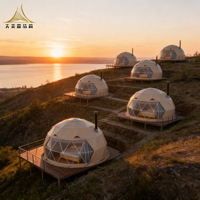 Tente dôme géodésique de glamping de luxe, tente igloo imperméable en PVC pour hôtel de villégiature