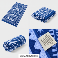 Serviette de plage en coton jacquard personnalisée 450-600GSM avec étiquette tissée de votre propre marque pour hôtels et complexes hôteliers