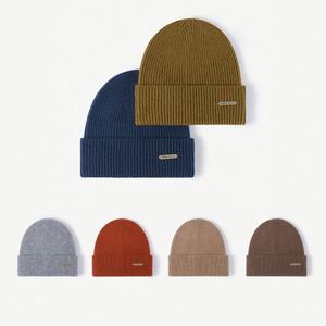 Wholesale Luxury 100% Wool Women's Beanie Cap Solid Colour Knitted Winter <b>Hat</b> <b>for</b> Travel - Product Image 1