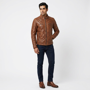 2026 New Arrival Finer Threads Men's High Street Style High Quality Vintage Breathable Plus Size Genuine <b>Leather</b> <b>Jacket</b> - Product Image 1