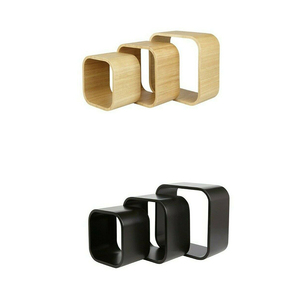 Estantes de <span class=keywords><strong>Pared</strong></span> de Madera para Almacenamiento y Exhibición para Sala de Estar, Juego de 3 Estantes de <span class=keywords><strong>Pared</strong></span> Decorativos Modernos de Cubo de Roble MDF - Product Image 4