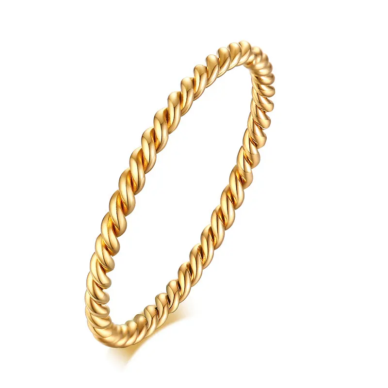 Fashion jewelry 18K gold plated stainless steel simple rope chain rings for women