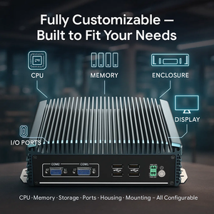 Conception de système entièrement flexible Stockage de mémoire CPU Support d'E/S riche Structure robuste Refroidissement sans ventilateur Mini Pc industriel longue durée - Product Image 2