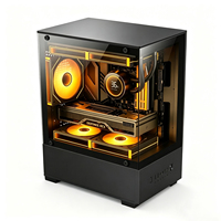 Boîtier de PC de jeu en verre trempé fourni par l'usine, tour de bureau compatible Micro ATX ITX ATX, alimentation, accessoires pour hôte PC