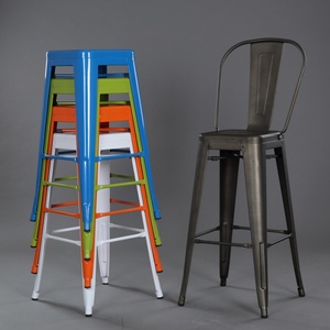 Tabourets de bar à hauteur de comptoir, chaise industrielle en fer <span class=keywords><strong>turquoise</strong></span>, tabourets de bar empilables en métal noir - Product Image 6
