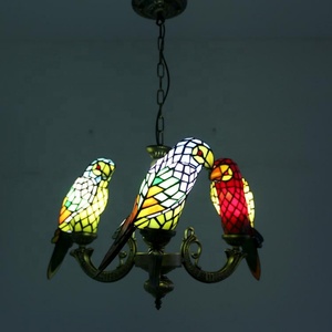 Lámparas Colgantes LongHuiJing con Forma de Loro, 3 Cabezas, Multicolor, Iluminación Colgante Tipo Domo, Estilo Tiffany Rústico, Vidrio Emplomado - Product Image 2