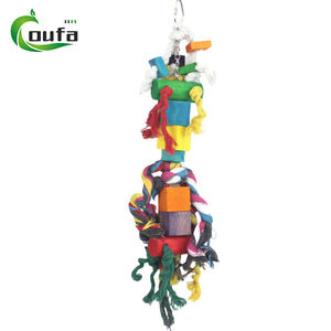 Sıcak satış renkli papağan Pet kuş büyük ahşap bloklar çiğneme kafes büyük orta kuşlar için asılı oyuncak renkli salıncak oyuncaklar - Product Image 3