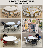 Table ronde pliable en plastique robuste au design moderne et élégant, tables de banquet portables pour la restauration en plein air, hôtel