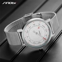 SINOBI bleu marine montres en cuir OEM ODM marque privée montre à Quartz hommes en acier inoxydable analogique Saat