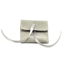 Petit sac d'emballage pour bijoux en daim personnalisé, pochette de rangement pour bagues en tissu avec logo