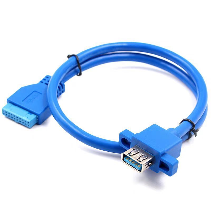 Computer <strong>Case</strong> Motherboard 20-Pin Dual-Port <strong>USB</strong> <strong>3.0</strong> <strong>Front</strong>-<strong>Panel</strong> Cable Brackets Plus Single-Port Extension Cable (Oxygen-Free