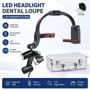Lampada Frontale a LED Dentale Dr.kim 2.5X 3.5X per Occhiali Ingrandenti Binoculari Luce 5W Caschetto Chirurgico per Dentista - Product Image 1