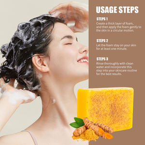 Nuevo producto, jabón de limón y cúrcuma vegana Natural, jabón de leche de cabra antiacné, jabón de baño Facial de avena hecho a mano para blanquear - Product Image 3