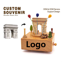 Boîte à musique en bois Arche de Triomphe à remonter 18 notes Logo personnalisé Souvenir monument européen Cadeau Vente en gros Usine
