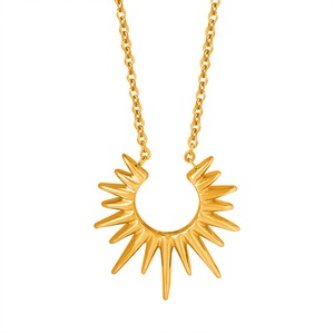 18K Gold Color Sunflower Pendant Necklace Light Luxury Versatile <b>Titanium</b> Steel Collar <b>Chain</b> for Female Gold Stainless Steel - Product Image 5