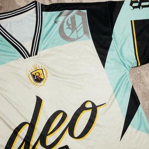 Đầy Đủ In Mùa Hè Ngắn Tay Áo Nhanh Chóng Khô Jersey Cotton Cắt Kỹ Thuật Số In Đội Tên O Cổ Thể Thao Bóng Đá Jersey T-Shirt - Product Image 4