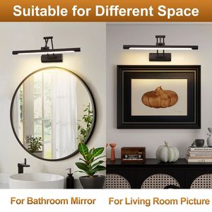 Applique murale moderne en aluminium noir, lumière LED rectangulaire 3500K blanc chaud, dimmable, à montage en surface pour salon - Product Image 6