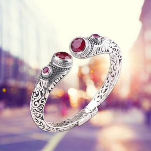 Gelang perak murni 925 gelang mewah Ruby batu kristal alam terbaru untuk wanita gelang perhiasan hadiah - Product Image 2