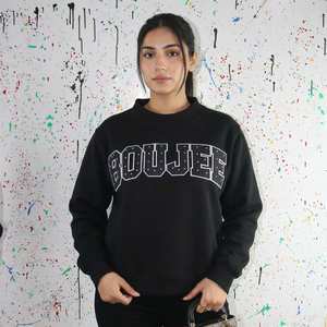 BOUJEE <b>Mock</b> <b>Neck</b> Sweatshirt 100% Cotton Applique Embroidery wide <b>neck</b> Sweatshirt sorority wear Finer Threads - Product Image 1