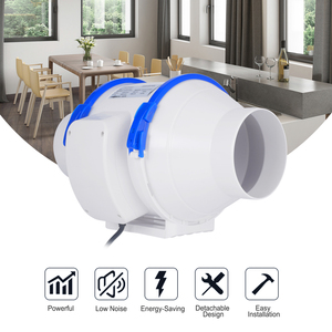 4 inch Trọng lượng nhẹ luồng không khí lớn hỗn hợp dòng chảy Inline Duct Fan 220-240V tùy chỉnh thực hiện - Product Image 2