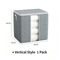 Sacs de rangement pliables en tissu gris, non tissés, écologiques, grande capacité, avec fenêtre transparente, poignée renforcée et fermeture éclair robuste