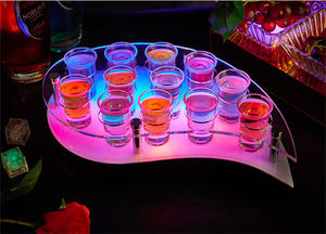 Foglia bordo arco trasparente di colore variabile LED Shot Glass Rack acrilico Display bottiglia per whisky Vodka birra vino - Product Image 6