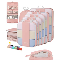 Ensemble de 10 cubes d'emballage de compression personnalisés en polyester à la mode avec fermeture à glissière organisateurs de voyage étanches à l'eau pour valise