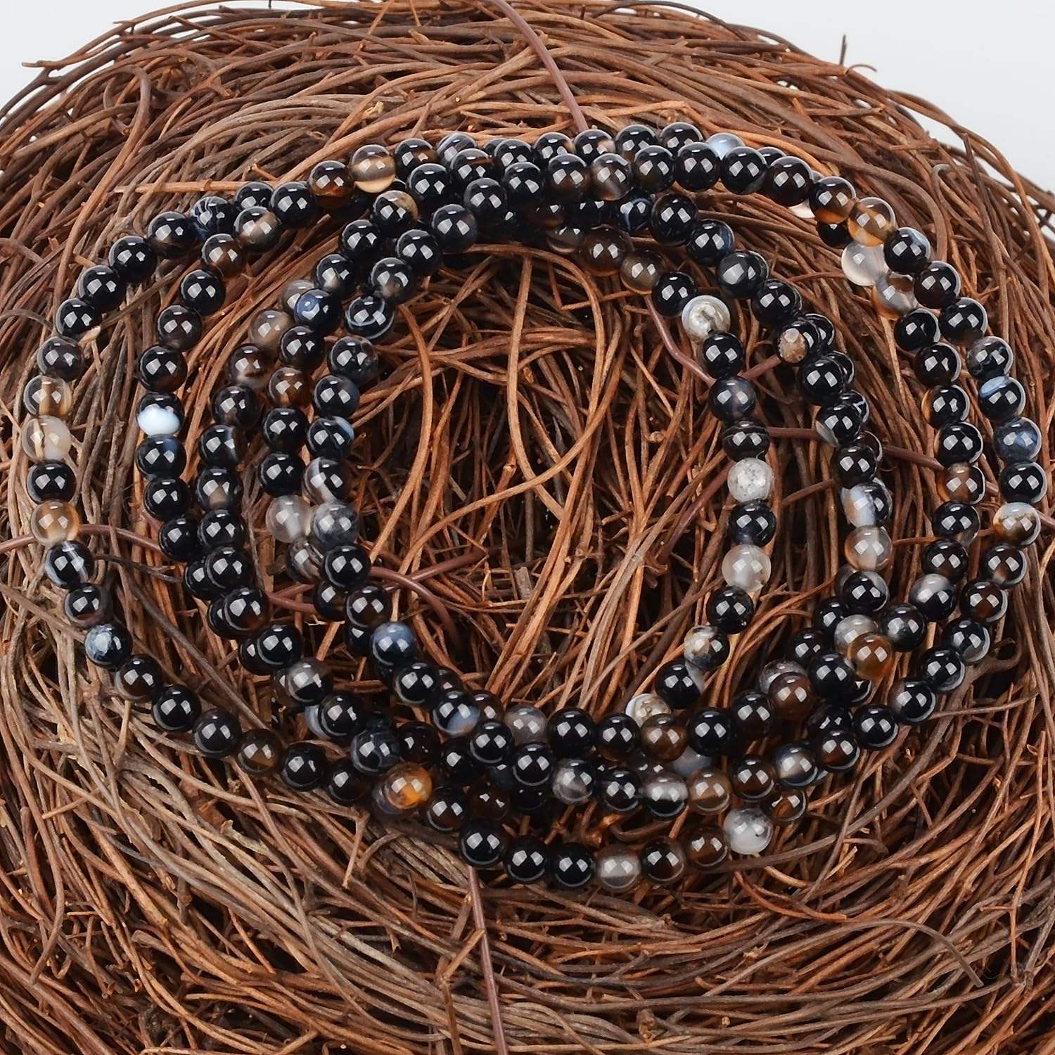 Natural Black Striped Agate 4mm