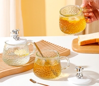 360ML mignon ours tasse en verre avec couvercle et cuillère résistant à la chaleur Transparent Latte café bulle thé jus lait moka tasses