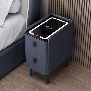 Mesita de Noche Inteligente LED con Carga Inalámbrica, Altavoz Bluetooth y Puerto USB para Dormitorio Moderno, Mesita de Noche Multifuncional - Product Image 1