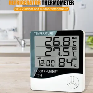 ميزان الحرارة الرقمي الرطوبة في الأماكن المغلقة في الهواء الطلق مقياس الحرارة جهاز مراقبة الرطوبة مع ساعة تنبيه LCD