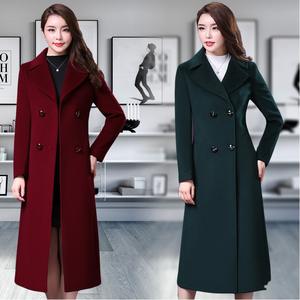 Automne hiver manteau en laine à double boutonnage Extra Long sur le genou Slim Fit nouveau Style fourrure de lapin peau de serpent cuir bouton soie - Product Image 1