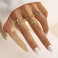 4 Pcs/Set Papillon Blé Oreille Ouvert Anneau Set pour Femmes Bijoux en Gros