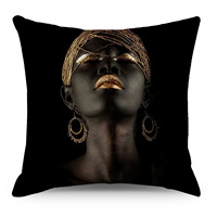 Luxe noir or Art jeter taie d'oreiller femme africaine taie d'oreiller impression numérique abstrait housse de coussin pour canapé salon