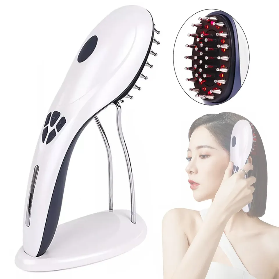 Anti Hair Loss Massage Therapy Ions Vibration Red Blue Light Hair Massage Brush Electric Laser Hair Growth Comb