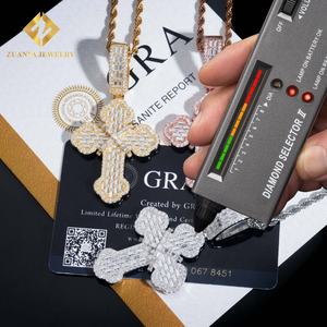 Productos de Tendencia 2025, Colección de Colgantes de Cruz con Moissanita de Color, Colgante Hip Hop con Incrustaciones, Joyería Religiosa - Product Image 3