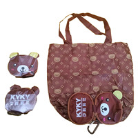 Sac fourre-tout pliable extensible robuste et écologique, grand format, réutilisable, motif dessin animé, en polyester 190T, avec bandoulière, pour le shopping