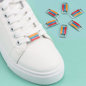 Cordón de Metal de aleación de zinc, diseño personalizado, forma rectangular, Charms para zapatillas - Product Image 1