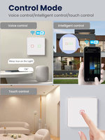 CNSKOU Nouveau design EU/UK Mini Zigbee 2.4GHz Interrupteur mural tactile étanche sans fil pour éclairage, 1 gang, pour maison intelligente, panneau en verre OEM