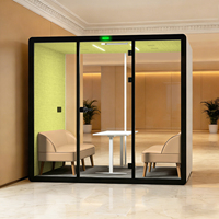 Cabine de réunion acoustique mobile préfabriquée moderne avec éclairage LED pour hôtels et immeubles de bureaux