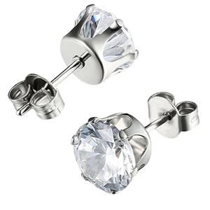 Boucles d'oreilles pendantes en acier inoxydable mignonnes et élégantes, petites boucles d'oreilles simples en zircon et diamant pour les occasions d'anniversaire - Product Image 1