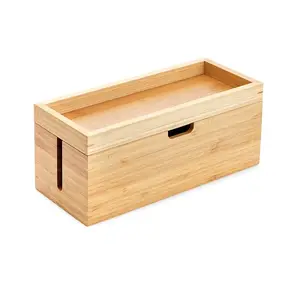 Бамбуковый органайзер для кабельных коробок с лотком, деревянная распределительная коробка, органайзер для деревянных кабелей, домашний декор