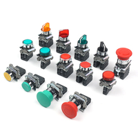 Growmoon Botones Metálicos Modulares de la Serie XB4 de 22 mm, Momentáneos y con Bloqueo, con Fuente de Luz LED, Interruptor de Rebote por Resorte, Clasificación IP54, 2NO 3A
